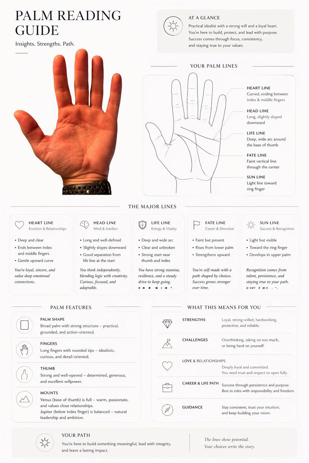 Example Palm Reader Pro palm reading guide result